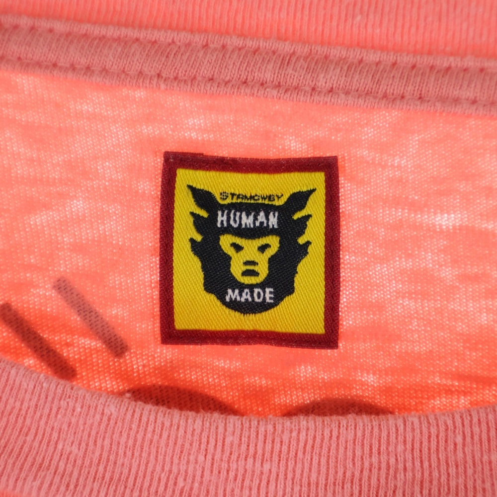 HUMAN MADE(ヒューマンメイド) フロントベアープリント クルーネック 長袖Tシャツ カットソー ピンク