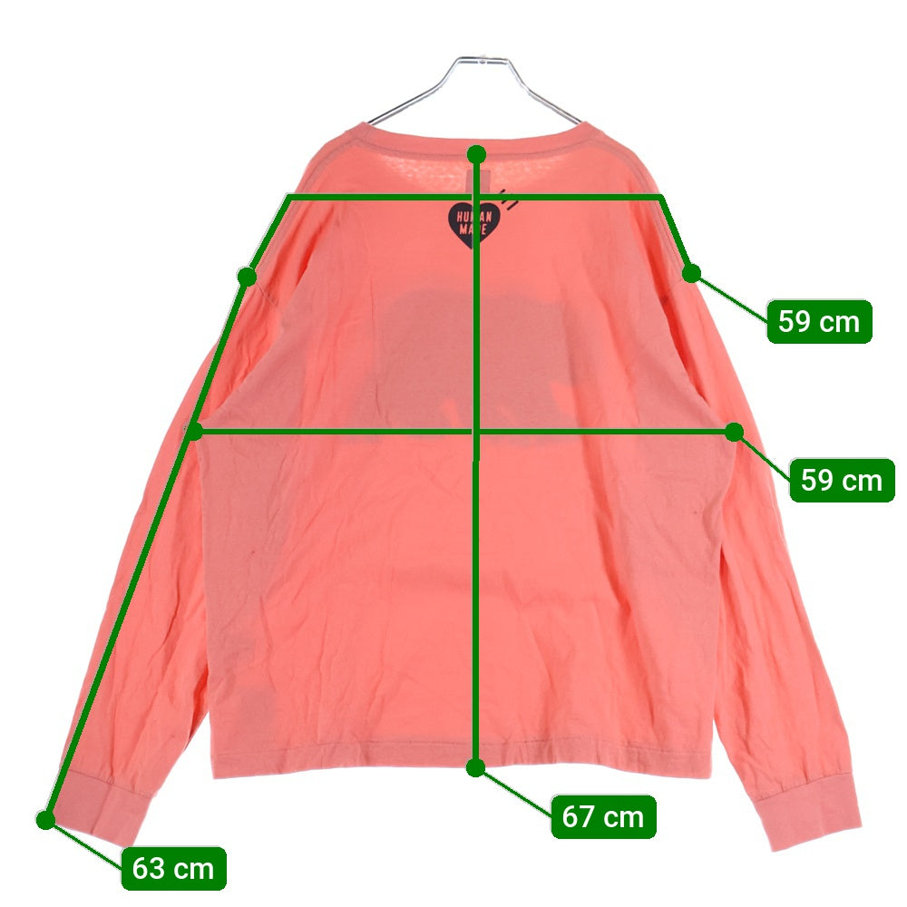 HUMAN MADE(ヒューマンメイド) フロントベアープリント クルーネック 長袖Tシャツ カットソー ピンク