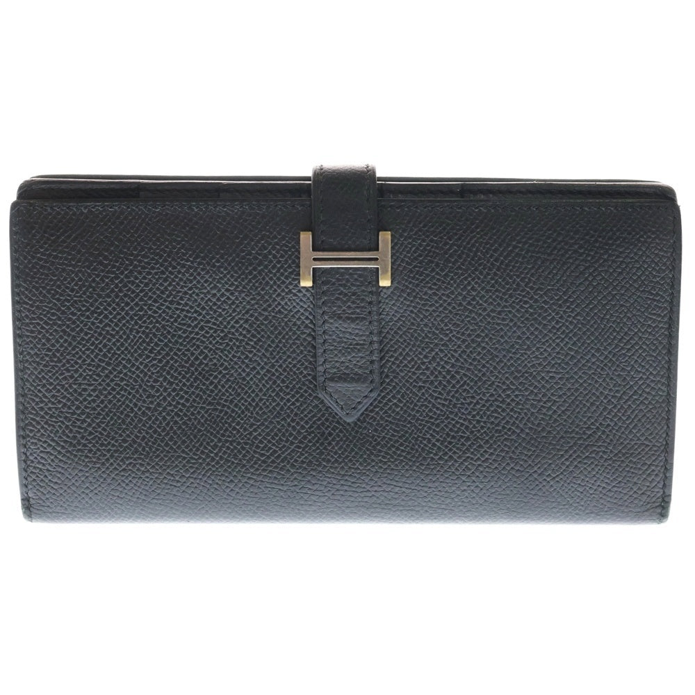 HERMES(エルメス) ベアンスフレ ロングウォレット 長財布 カードケース ブラック シルバー金具 □P刻印 レディース
