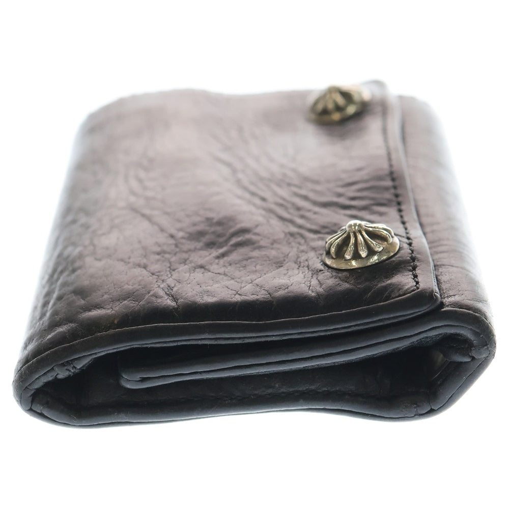 CHROME HEARTS(クロムハーツ) 3FOLD 3フォールド クロスボールボタン レザーウォレット 財布 ブラック BCA364