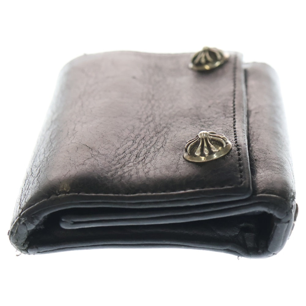 CHROME HEARTS(クロムハーツ) 3FOLD 3フォールド クロスボールボタン レザーウォレット 財布 ブラック BCA364