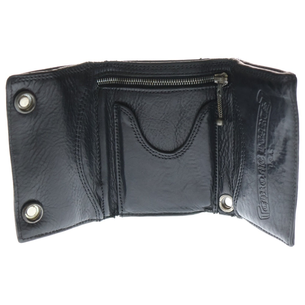 CHROME HEARTS(クロムハーツ) 3FOLD 3フォールド クロスボールボタン レザーウォレット 財布 ブラック BCA364