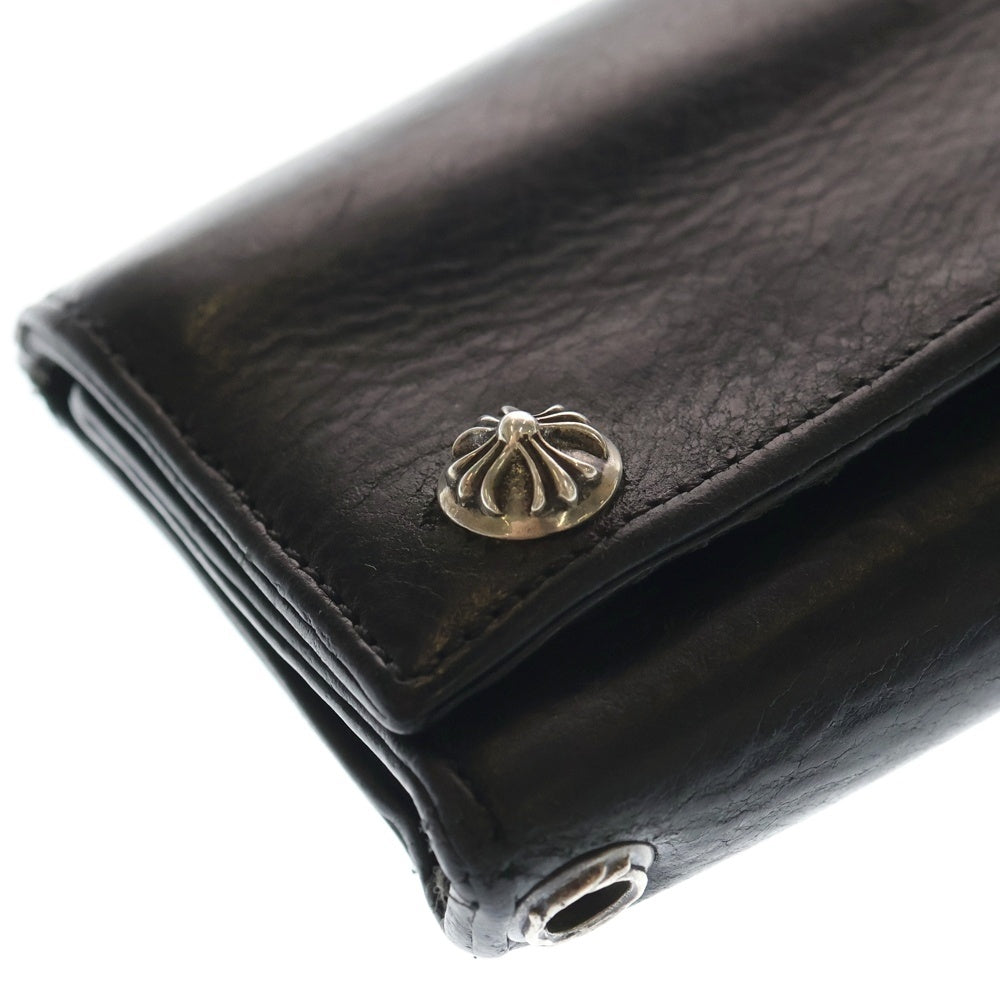 CHROME HEARTS(クロムハーツ) 3FOLD 3フォールド クロスボールボタン レザーウォレット 財布 ブラック BCA364