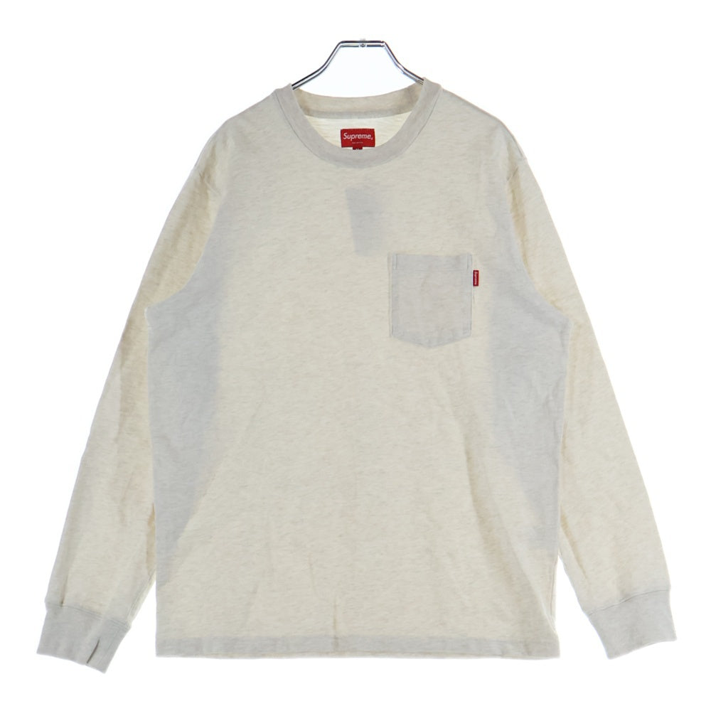 SUPREME(シュプリーム) 18AW L/S Pocket Tee フロントポケット クルーネック 長袖Tシャツ カットソー アイボリー
