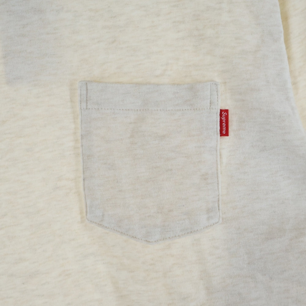 SUPREME(シュプリーム) 18AW L/S Pocket Tee フロントポケット クルーネック 長袖Tシャツ カットソー アイボリー