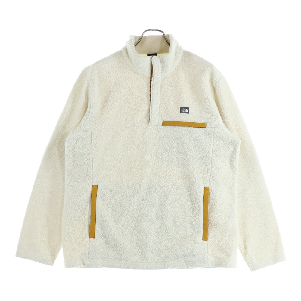 THE NORTH FACE(ザノースフェイス) SHERPA TECH L/S SNAP TEE 両面ロゴ ハーフスナップボタン ボアフリースジャケット アイボリー/イエロー NT7LL54B