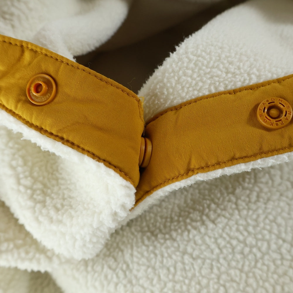 THE NORTH FACE(ザノースフェイス) SHERPA TECH L/S SNAP TEE 両面ロゴ ハーフスナップボタン ボアフリースジャケット アイボリー/イエロー NT7LL54B