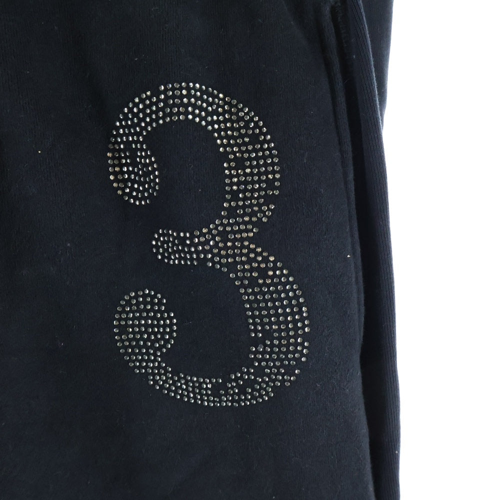 1 PIU 1 UGUALE 3 RELAX(ウノピゥウノウグァーレトレ) ビーズ装飾 コットンスウェットパンツ ブラック