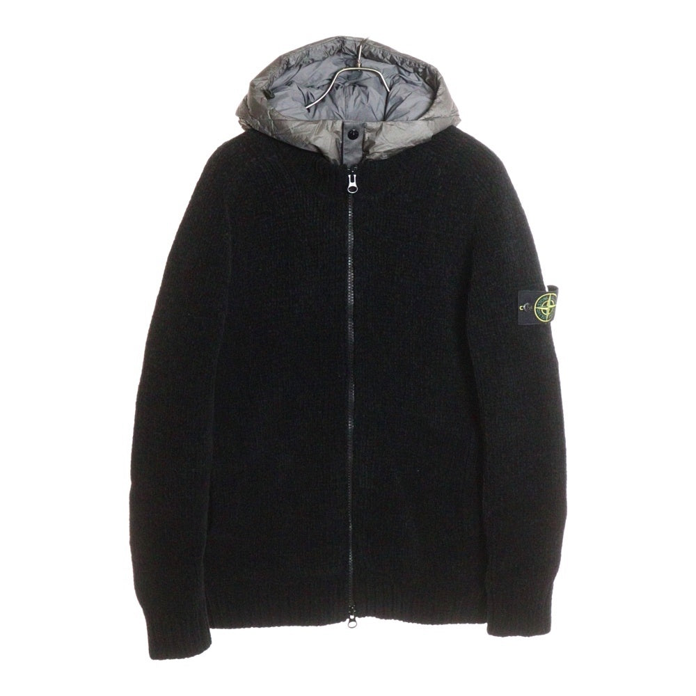STONE ISLAND(ストーンアイランド) 24AW COTTON CHENILLE THE PRESIDENT'S KNIT コットンシェニール プレジデントニット ジップアップダウンジャケット ブラック 8115559A9-B