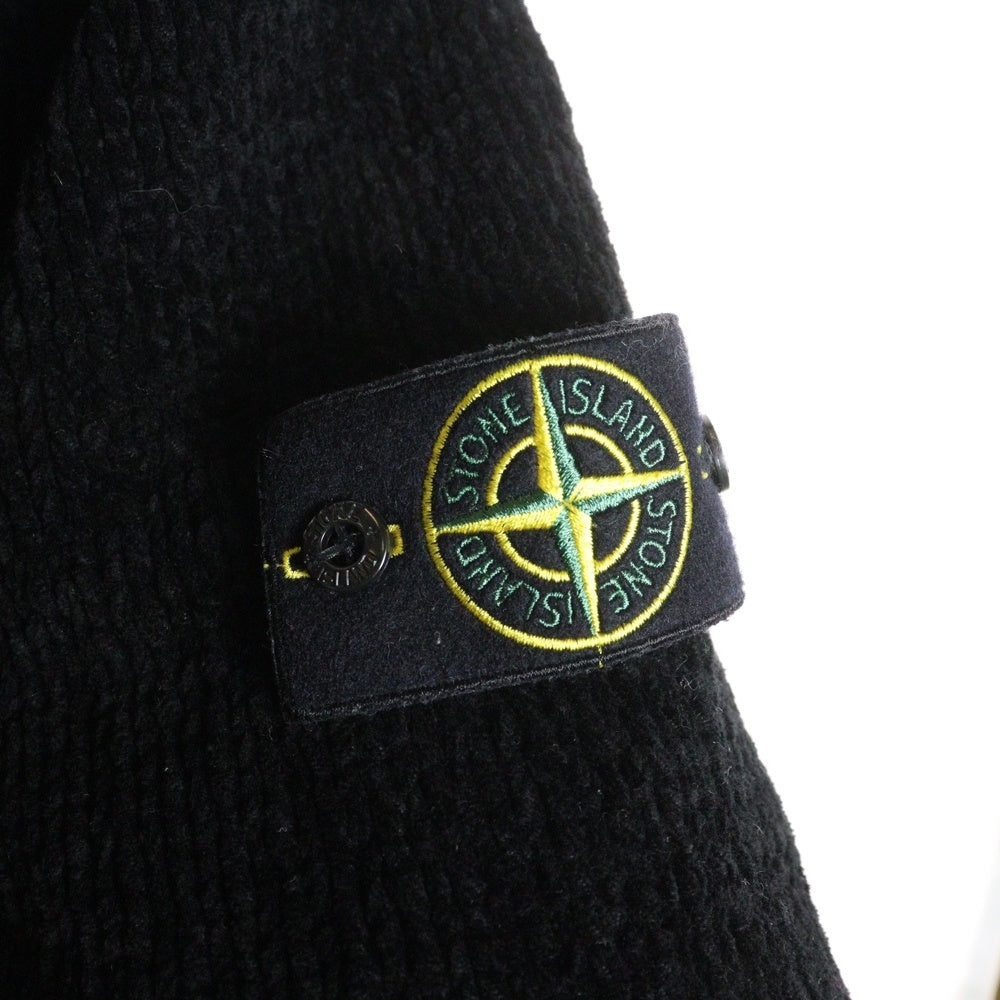 STONE ISLAND(ストーンアイランド) 24AW COTTON CHENILLE THE PRESIDENT'S KNIT コットンシェニール プレジデントニット ジップアップダウンジャケット ブラック 8115559A9-B