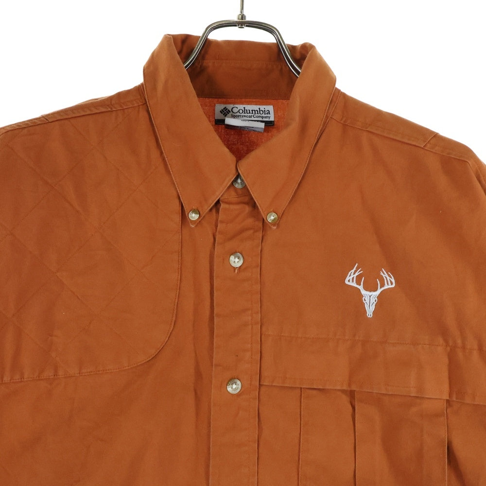 Columbia(コロンビア) エンブロイダリー ロゴ ボタンダウン 長袖 シャツ ブラウン HM7014