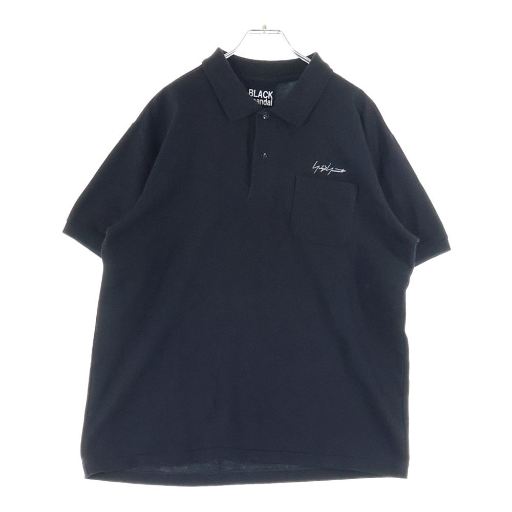BLACK Scandal Yohji Yamamoto(ブラックスキャンダルヨウジヤマモト) 23AW 胸ロゴ刺繍 胸ポケット付 半袖ポロシャツ ブラック HJ-T30-989