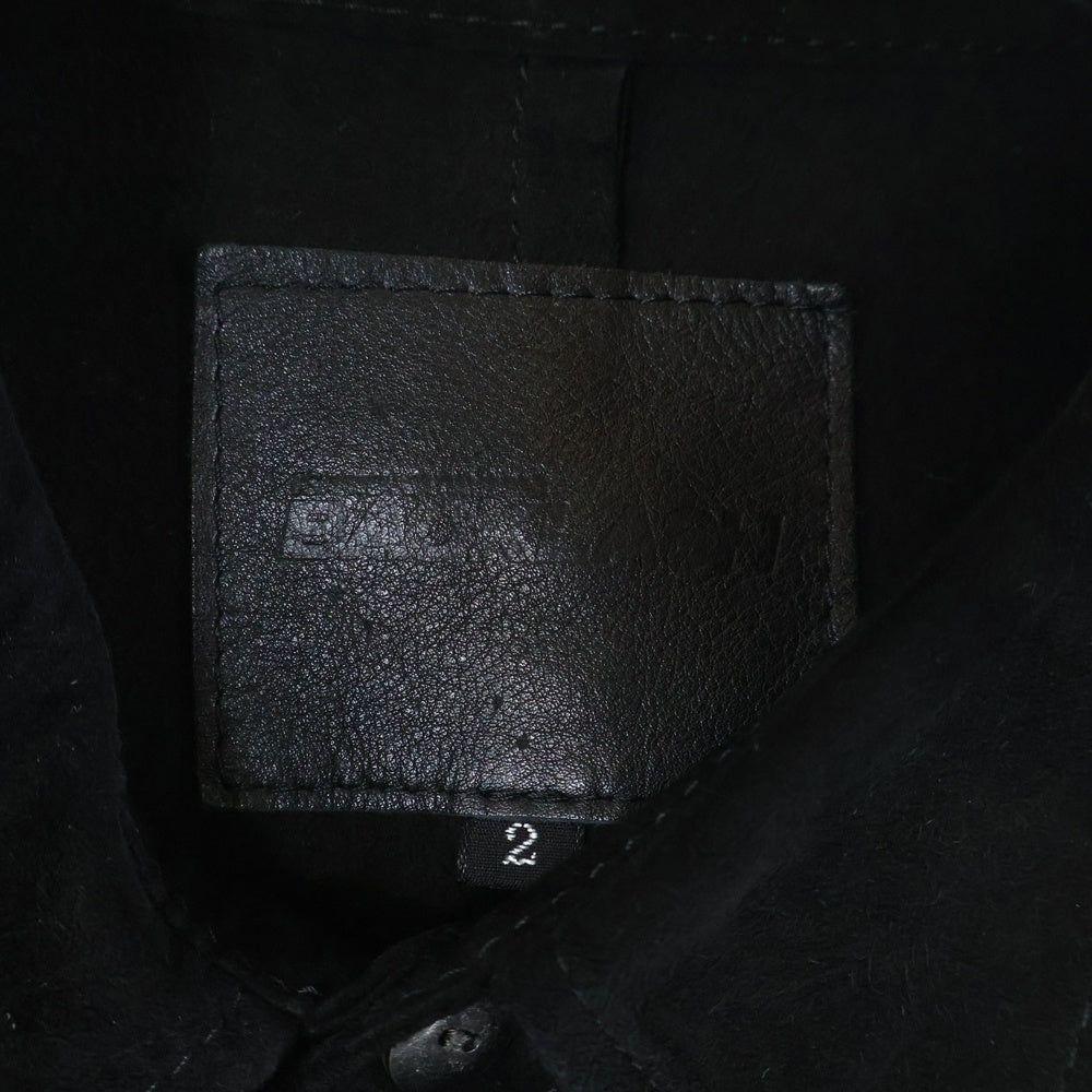 ISAMU KATAYAMA BACKLASH(イサムカタヤマバックラッシュ) 21SS CROSS SHIRT カンガルスエードレザー 長袖クロスプリントシャツ ブラック 1929-02