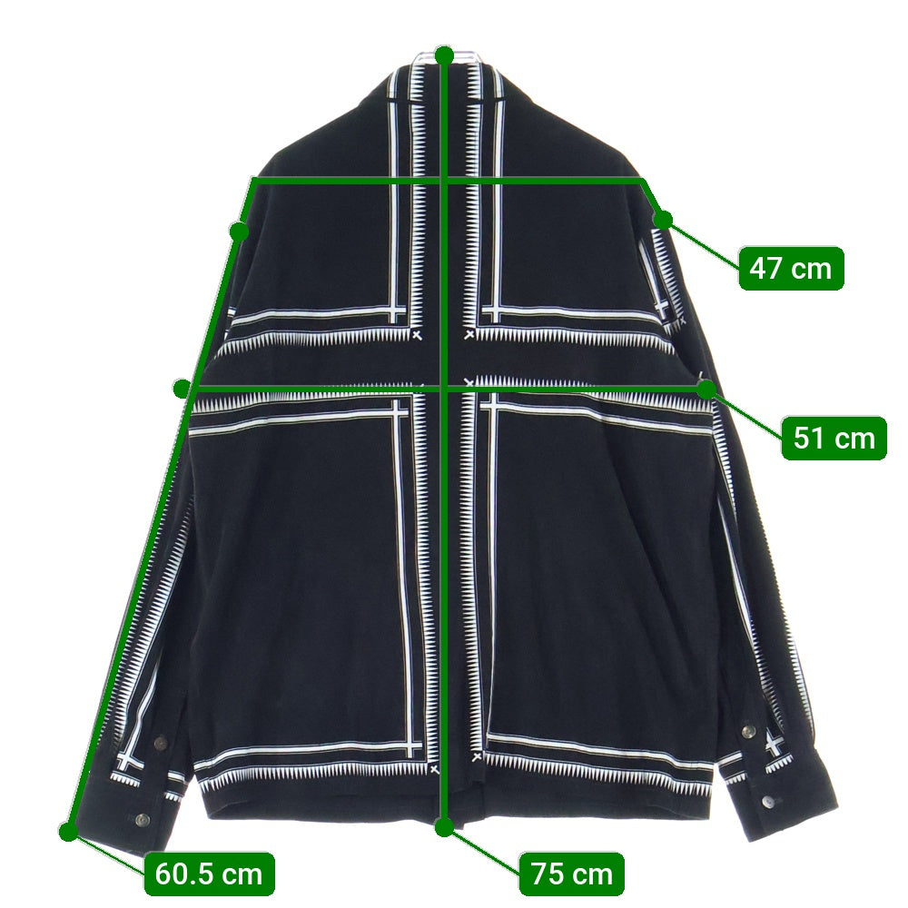 ISAMU KATAYAMA BACKLASH(イサムカタヤマバックラッシュ) 21SS CROSS SHIRT カンガルスエードレザー 長袖クロスプリントシャツ ブラック 1929-02