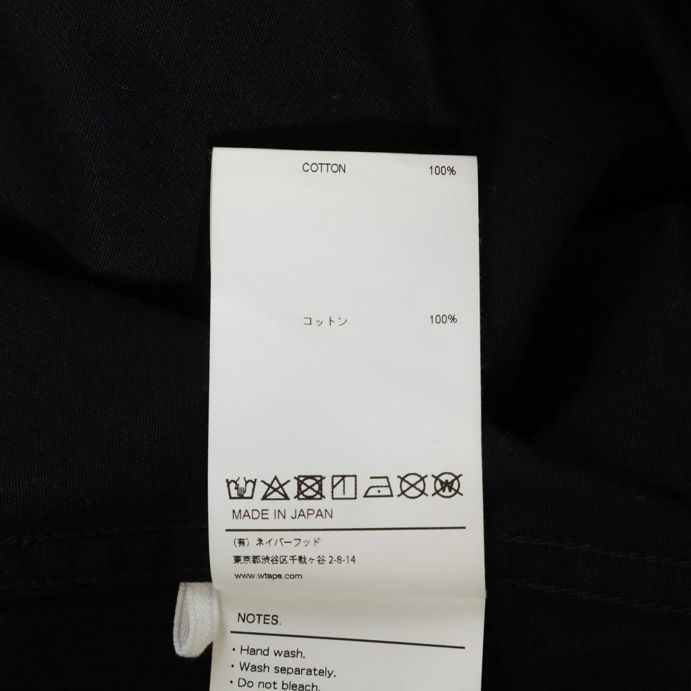 WTAPS(ダブルタップス) 22SS BUDS LS COTTON TWILL コットンツイル ユーティリティ長袖シャツ ブラック 221BRDT-SHM02