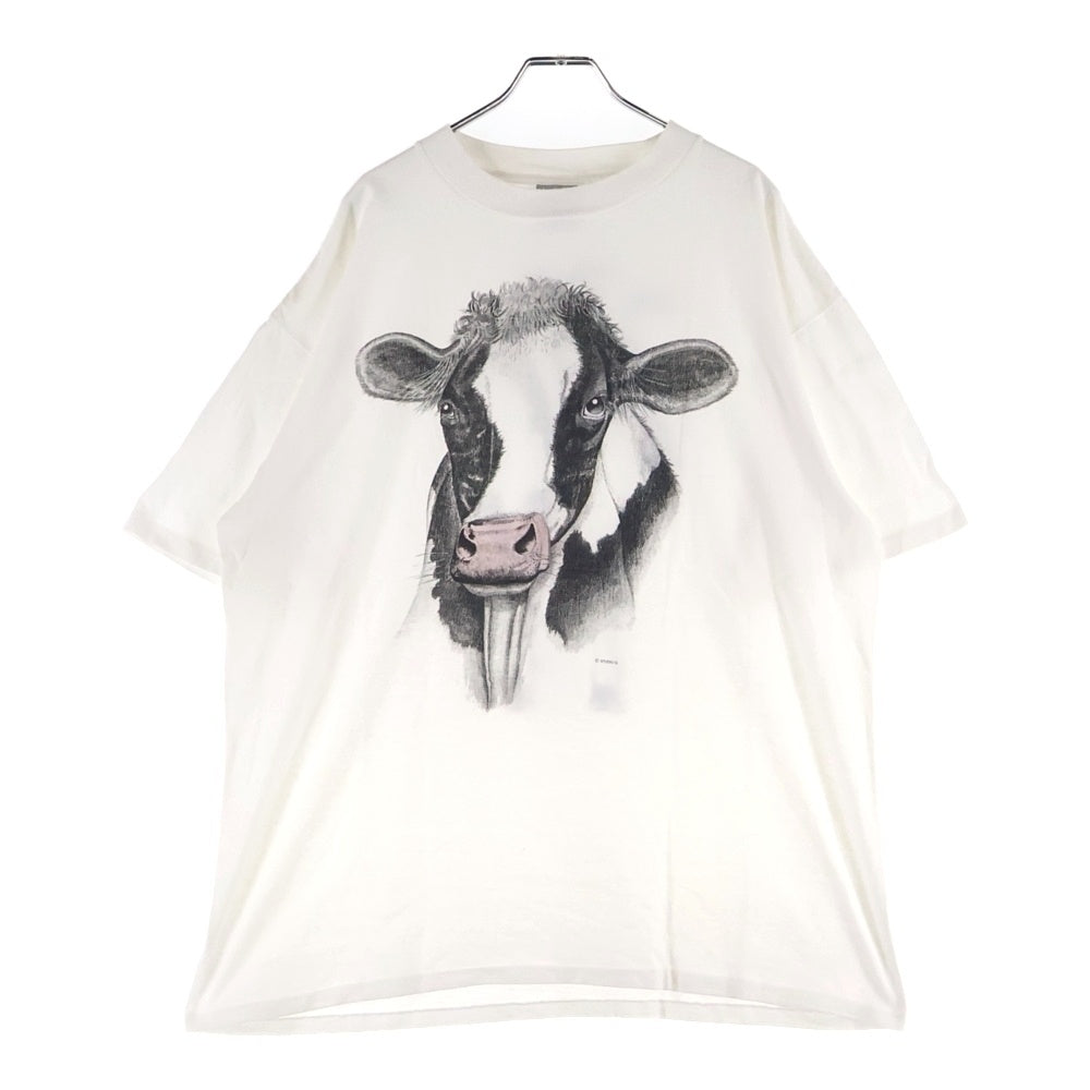 VINTAGE(ヴィンテージ) 90S VINTAGE STUDIO Q COW TEE ヴィンテージ スタジオQ カウ ONEITAボディ 両面イラストプリントTシャツ 半袖クルーネックカットソー ホワイト