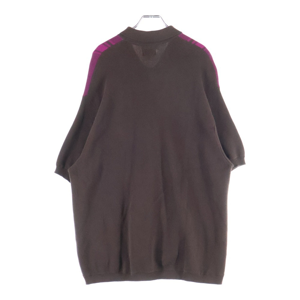 SUPREME(シュプリーム) 22SS Stripe Button Up Polo ストライプ ボタンアップ ロゴエンブロイダリー 半袖ニットポロシャツ ブラウン/ピンク