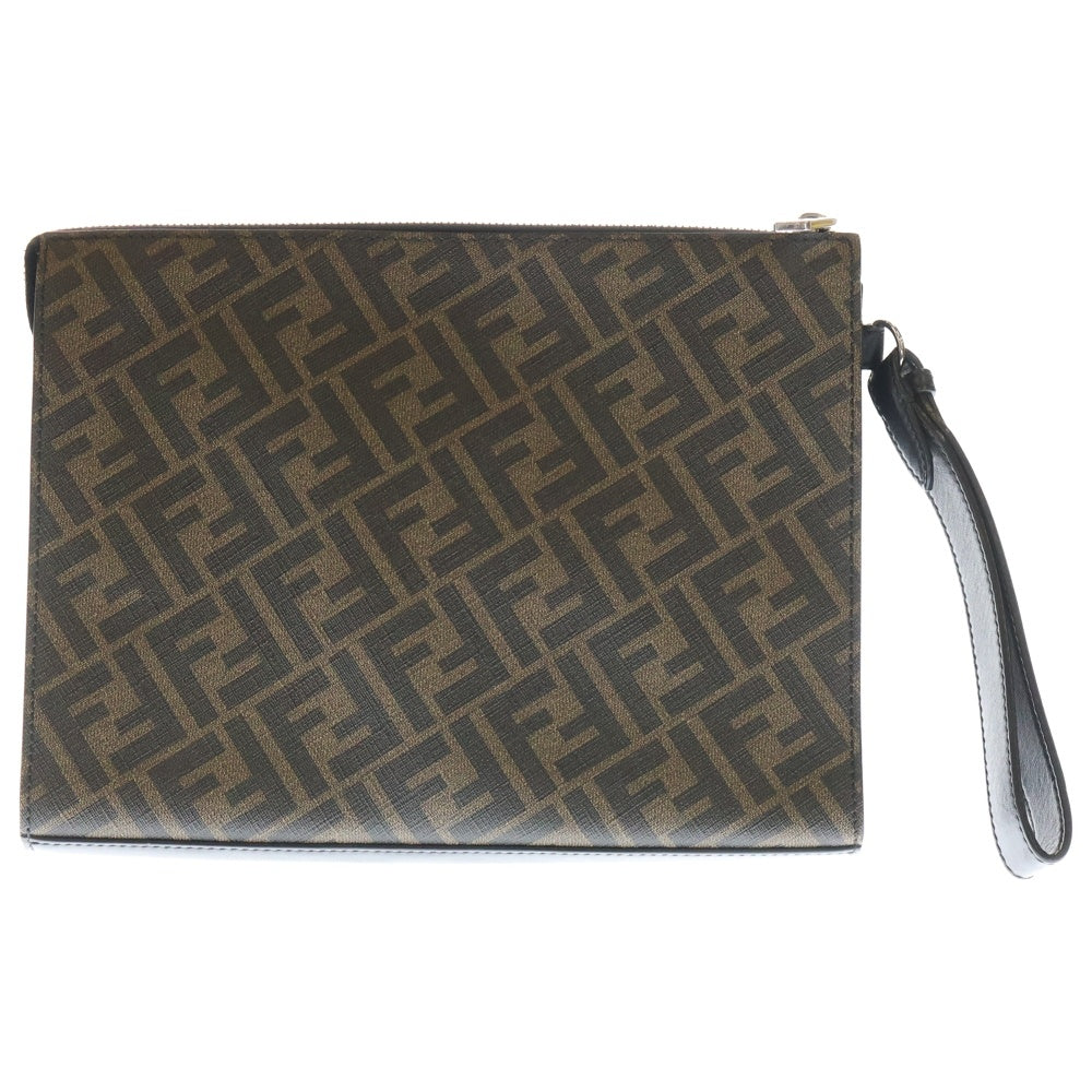 FENDI(フェンディ) DIAGONAL ダイアゴナル ズッカ柄 フラット スリム セカンド クラッチバッグ ブラウン/ブラック 7VA491