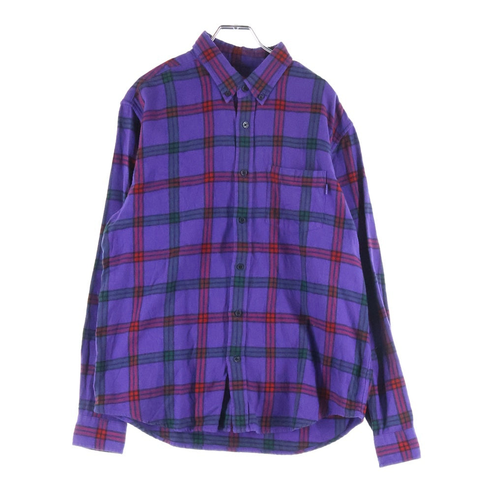 SUPREME(シュプリーム) 18AW Tartan L/S Flannel Shirt タータンチェック ボタンダウン フランネル 長袖シャツ パープル