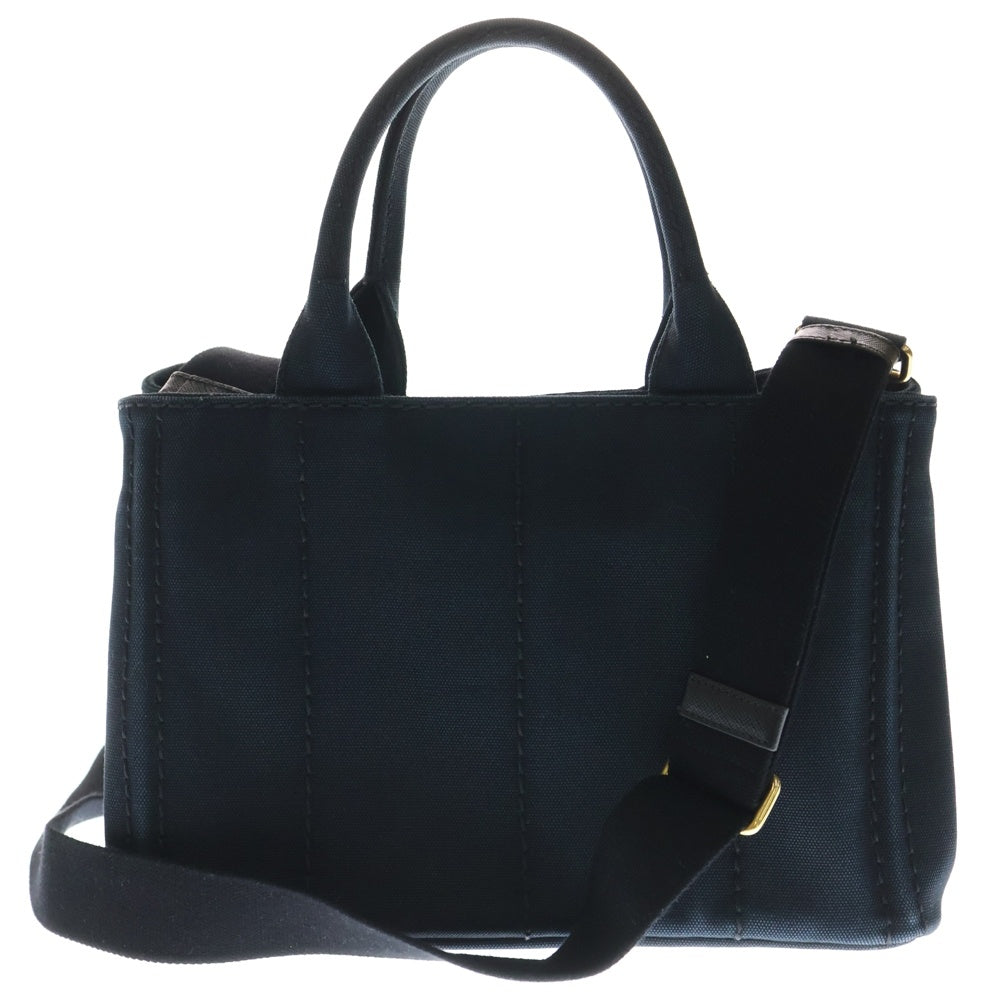 PRADA(プラダ) カナパミニ 2WAYトート ハンド ショルダーバッグ ネイビー キャンバス ゴールド金具 レディース