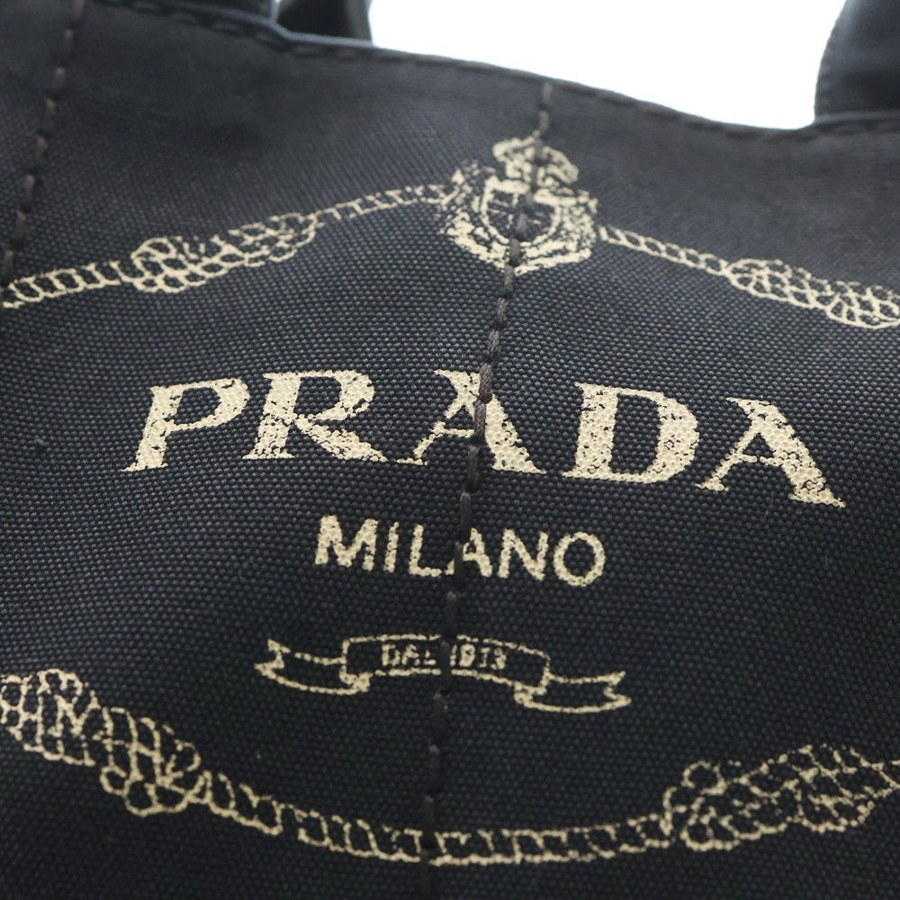 PRADA(プラダ) カナパミニ 2WAYトート ハンド ショルダーバッグ ネイビー キャンバス ゴールド金具 レディース