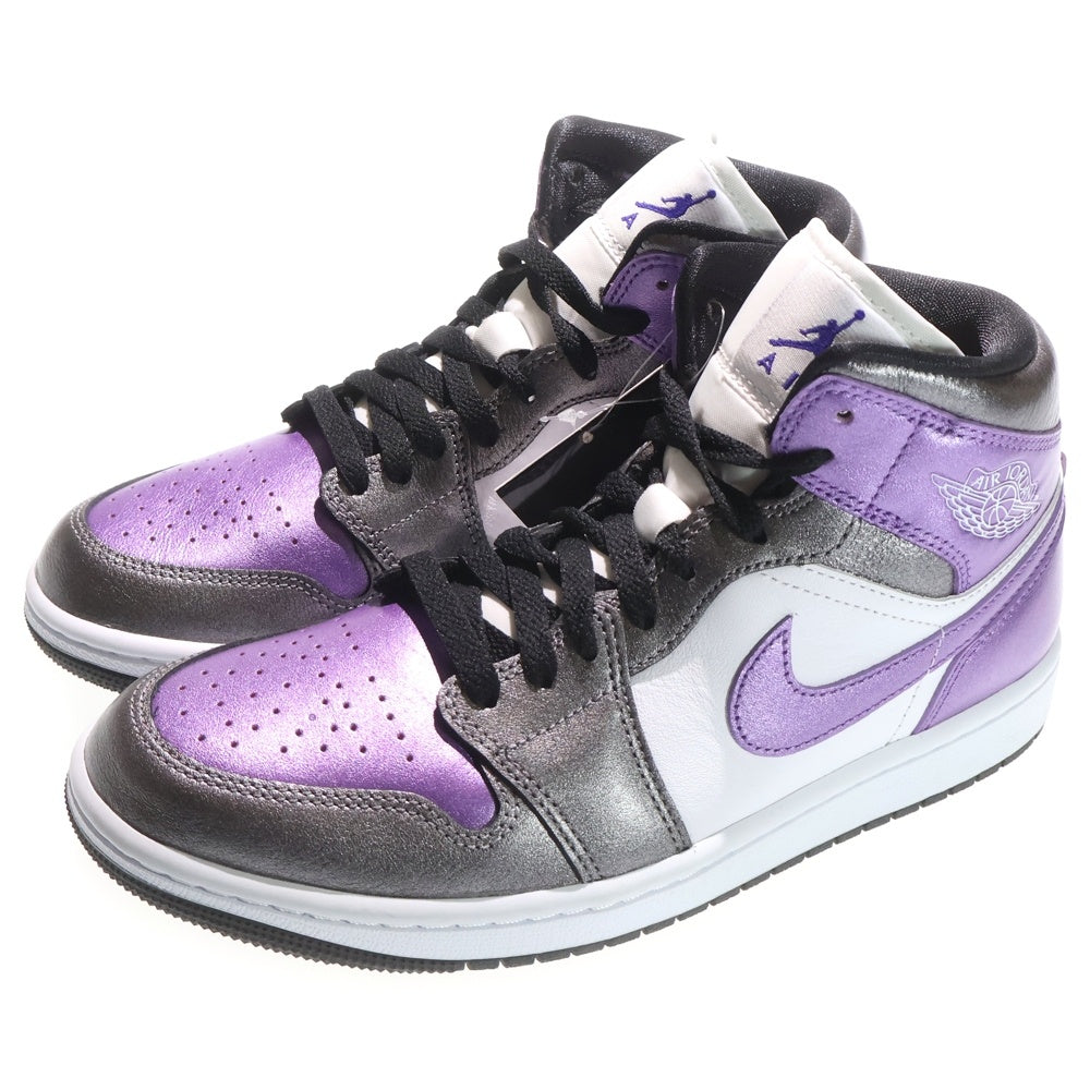 NIKE(ナイキ) AIR JORDAN 1 MID METALLIC PURPLE エア ジョーダン 1 メタリック ミッドカットスニーカー パープル/ホワイト/ブラック US9/26cm HJ5911-105