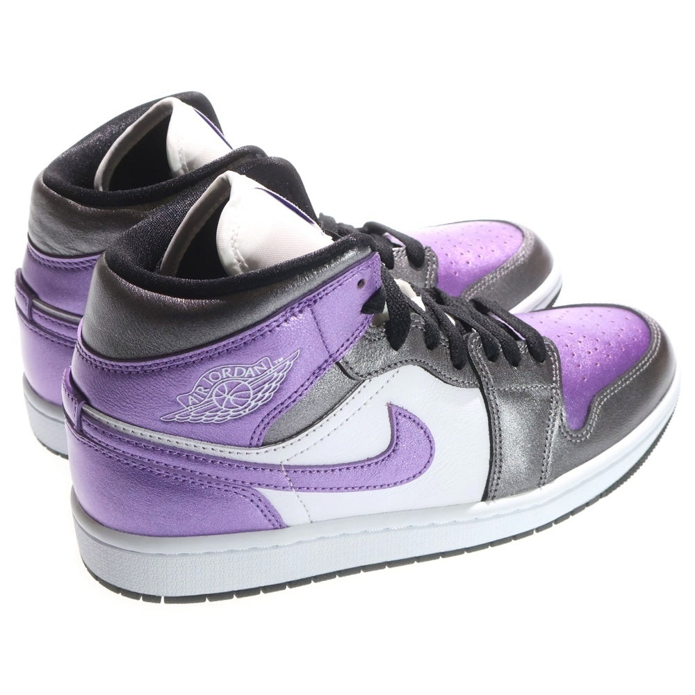 NIKE(ナイキ) AIR JORDAN 1 MID METALLIC PURPLE エア ジョーダン 1 メタリック ミッドカットスニーカー パープル/ホワイト/ブラック US9/26cm HJ5911-105