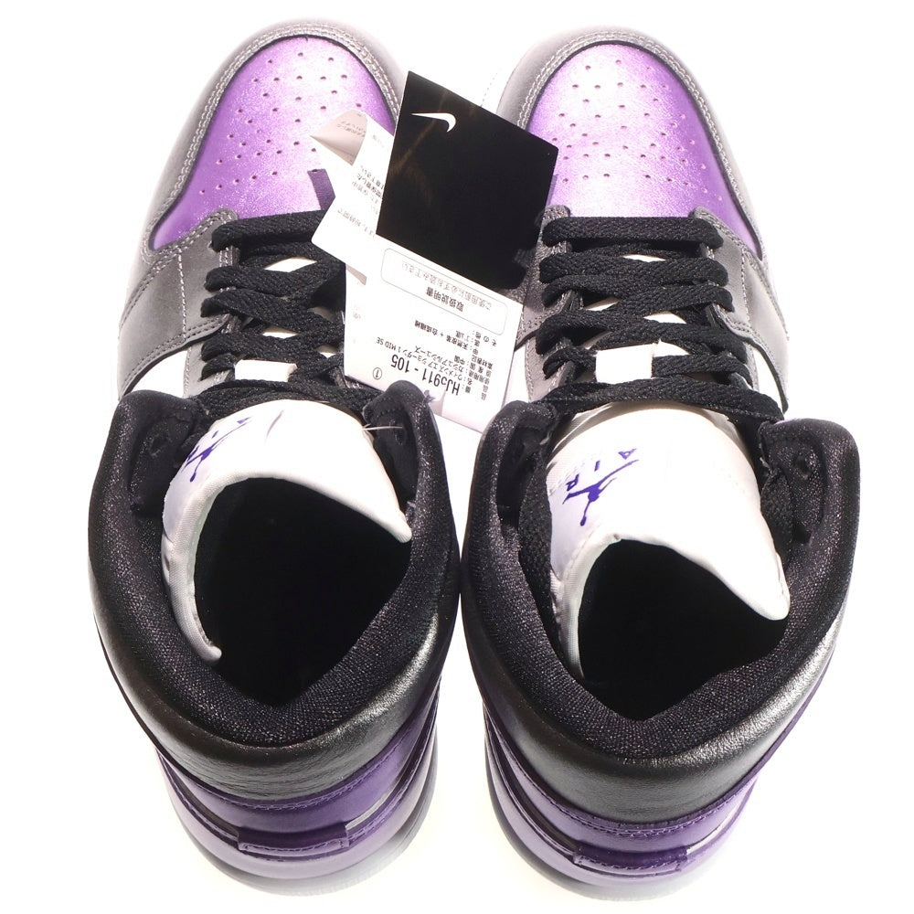 NIKE(ナイキ) AIR JORDAN 1 MID METALLIC PURPLE エア ジョーダン 1 メタリック ミッドカットスニーカー パープル/ホワイト/ブラック US9/26cm HJ5911-105