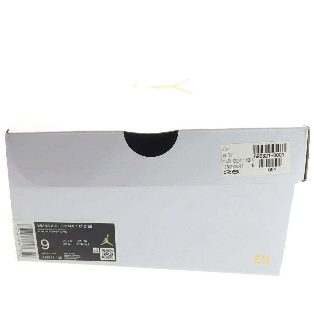 NIKE(ナイキ) AIR JORDAN 1 MID METALLIC PURPLE エア ジョーダン 1 メタリック ミッドカットスニーカー パープル/ホワイト/ブラック US9/26cm HJ5911-105