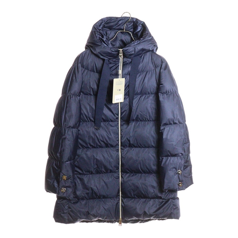 HERNO(ヘルノ) A-SHAPE JACKET Aシェイプ サテン フーデッド ダウンコート ジャケット レディース ブルー PI1304D