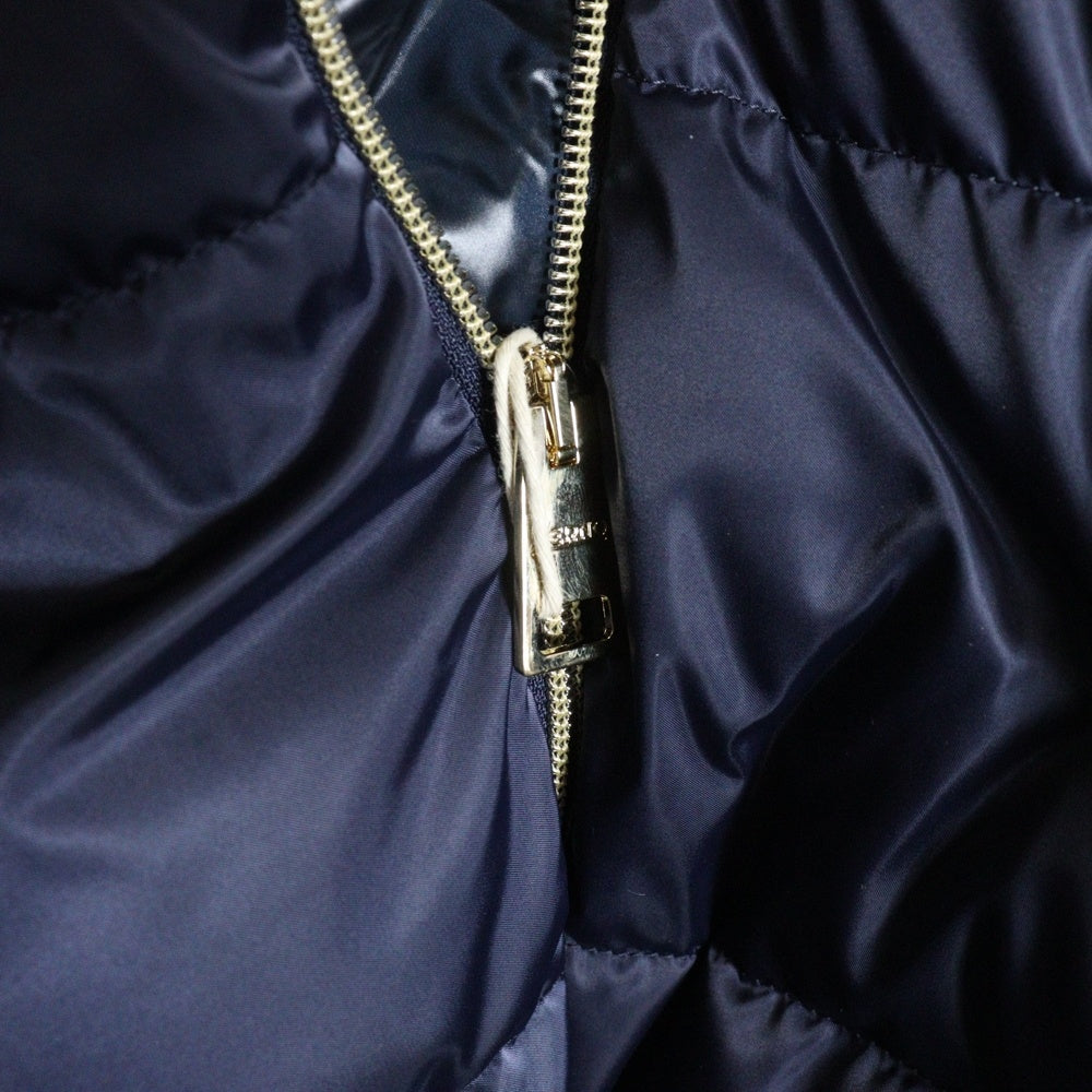 HERNO(ヘルノ) A-SHAPE JACKET Aシェイプ サテン フーデッド ダウンコート ジャケット レディース ブルー PI1304D