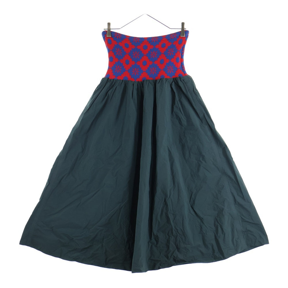 kolor(カラー) 20SS ニット切り替え ナイロンロングスカート レディース レッド/カーキ 20SCL-S04102