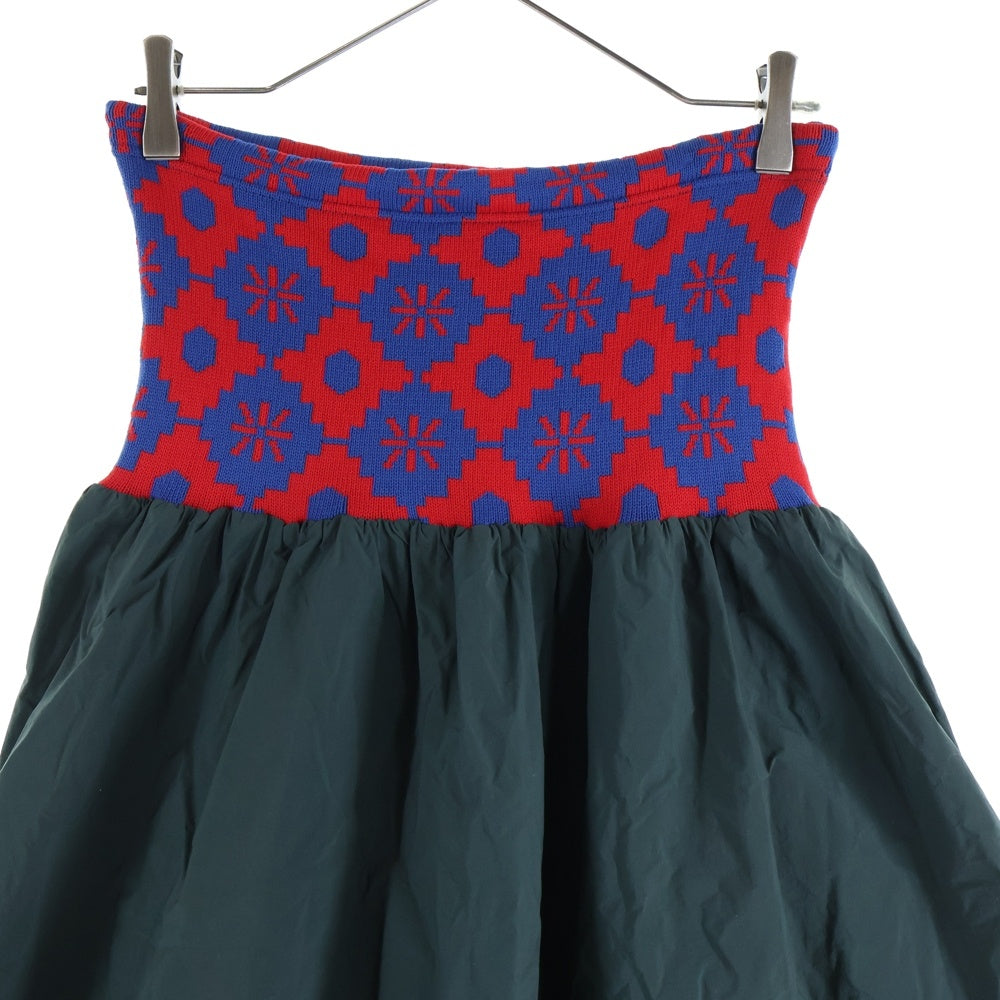 kolor(カラー) 20SS ニット切り替え ナイロンロングスカート レディース レッド/カーキ 20SCL-S04102