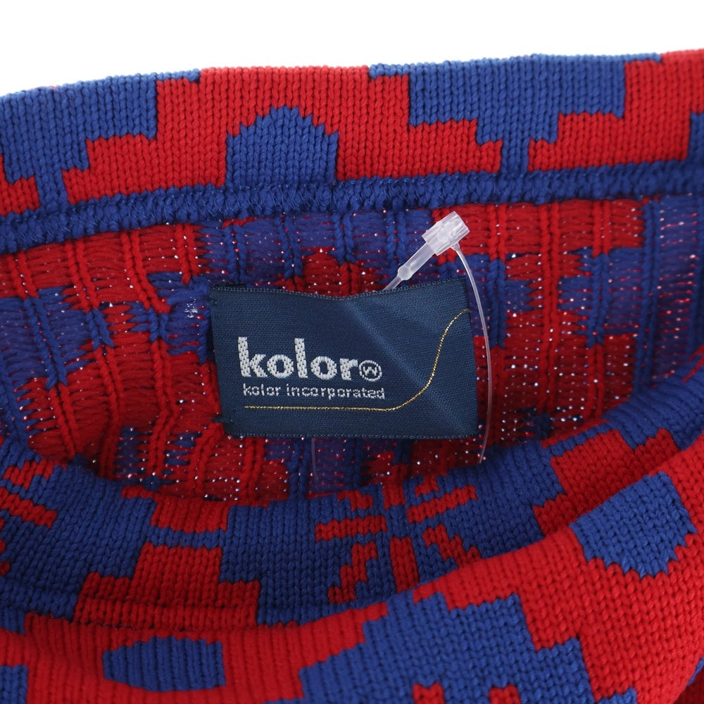 kolor(カラー) 20SS ニット切り替え ナイロンロングスカート レディース レッド/カーキ 20SCL-S04102