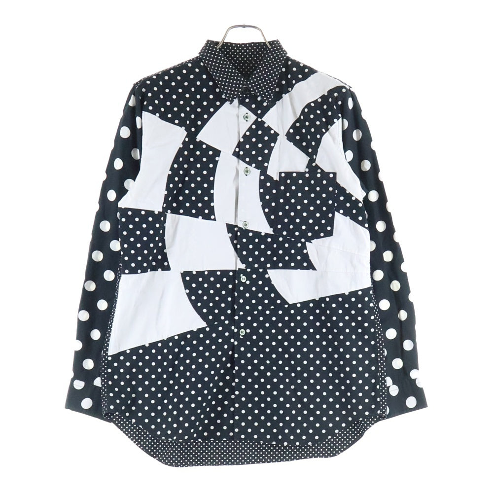 BLACK COMME des GARCONS(ブラックコムデギャルソン) 14SS AD2013 ポルカドット ロングスリーブ コットンシャツ ブラック/ホワイト 1M-B021