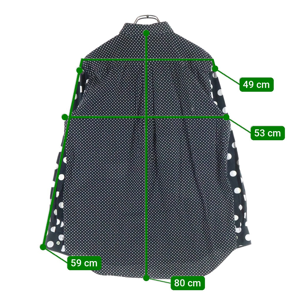 BLACK COMME des GARCONS(ブラックコムデギャルソン) 14SS AD2013 ポルカドット ロングスリーブ コットンシャツ ブラック/ホワイト 1M-B021