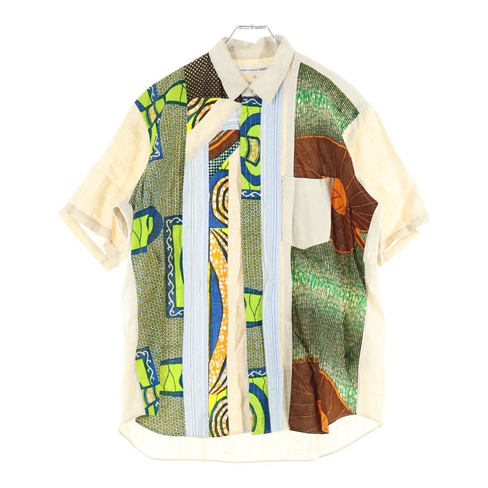 COMME des GARCONS SHIRT(コムデギャルソンシャツ) 02SS 総柄 ドッキング ショートスリーブ 比翼シャツ マルチカラー S10132