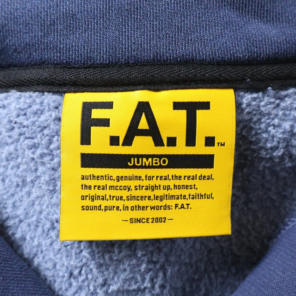 FAT(エフエーティー) DYEMENT.HALF ダイメント ハーフジップ プルオーバースウェット トレーナー ネイビー F32510-SW08