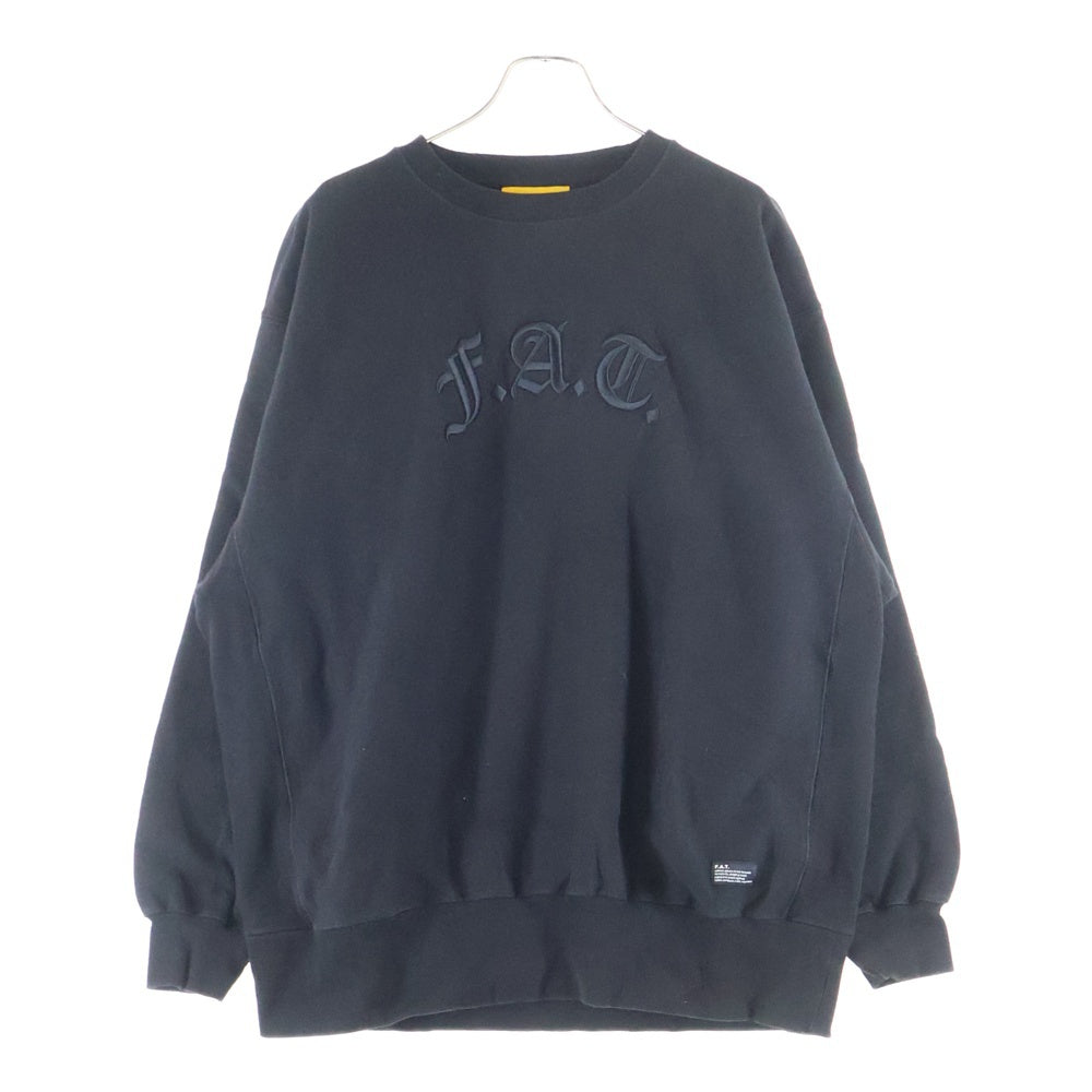 FAT(エフエーティー) EMBOLD エンボールド ロゴエンブロイダリー クルーネックスウェット トレーナー ブラック F32421-SW16-AB
