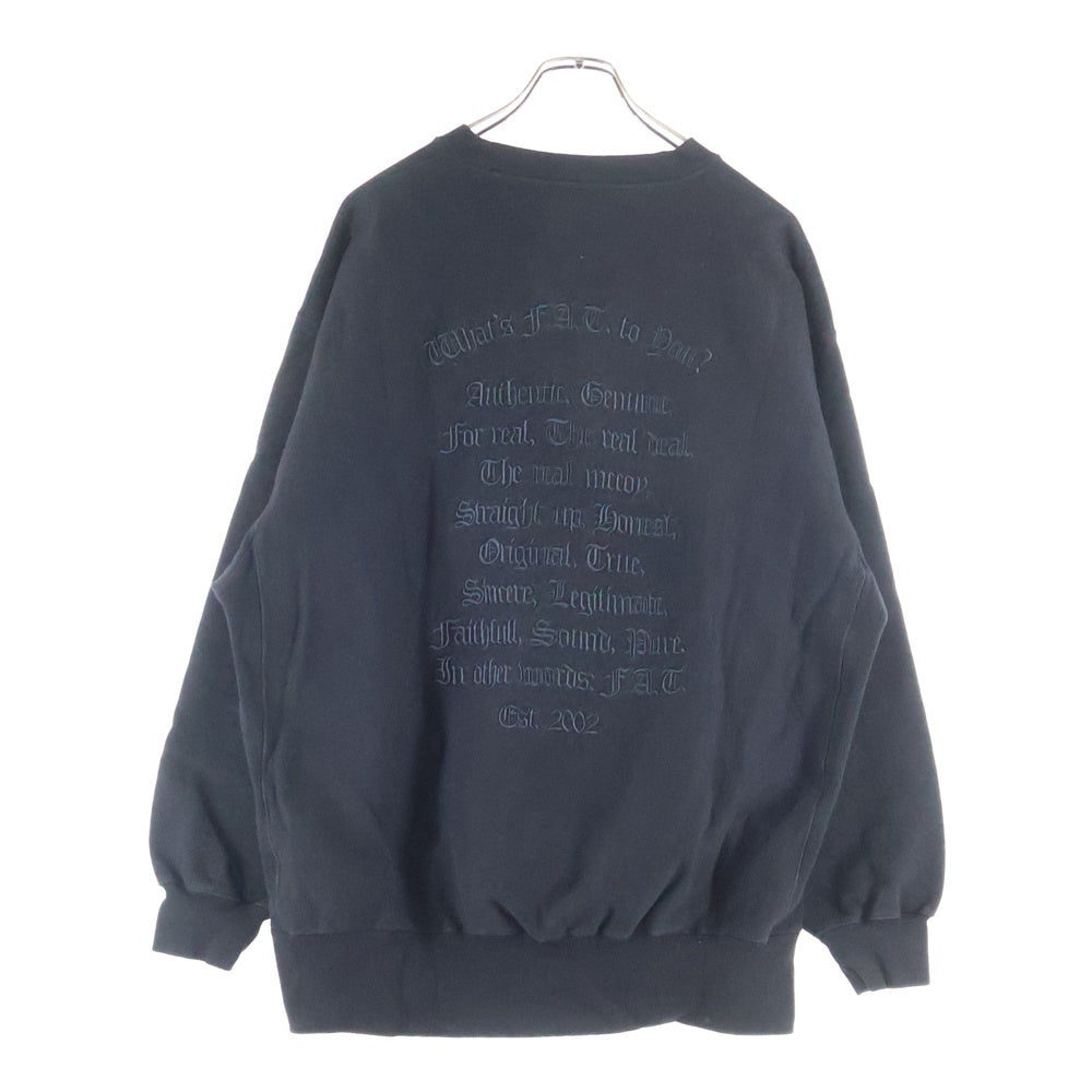 FAT(エフエーティー) EMBOLD エンボールド ロゴエンブロイダリー クルーネックスウェット トレーナー ブラック F32421-SW16-AB