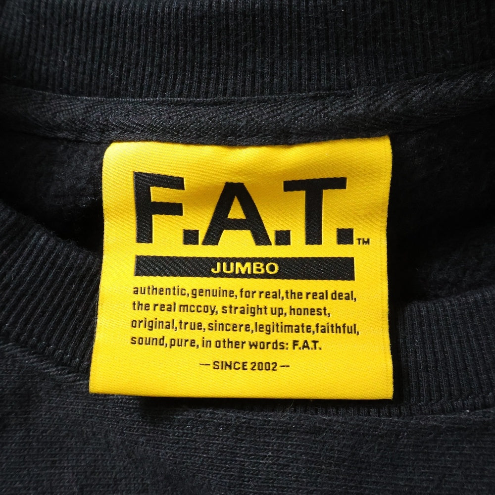 FAT(エフエーティー) EMBOLD エンボールド ロゴエンブロイダリー クルーネックスウェット トレーナー ブラック F32421-SW16-AB