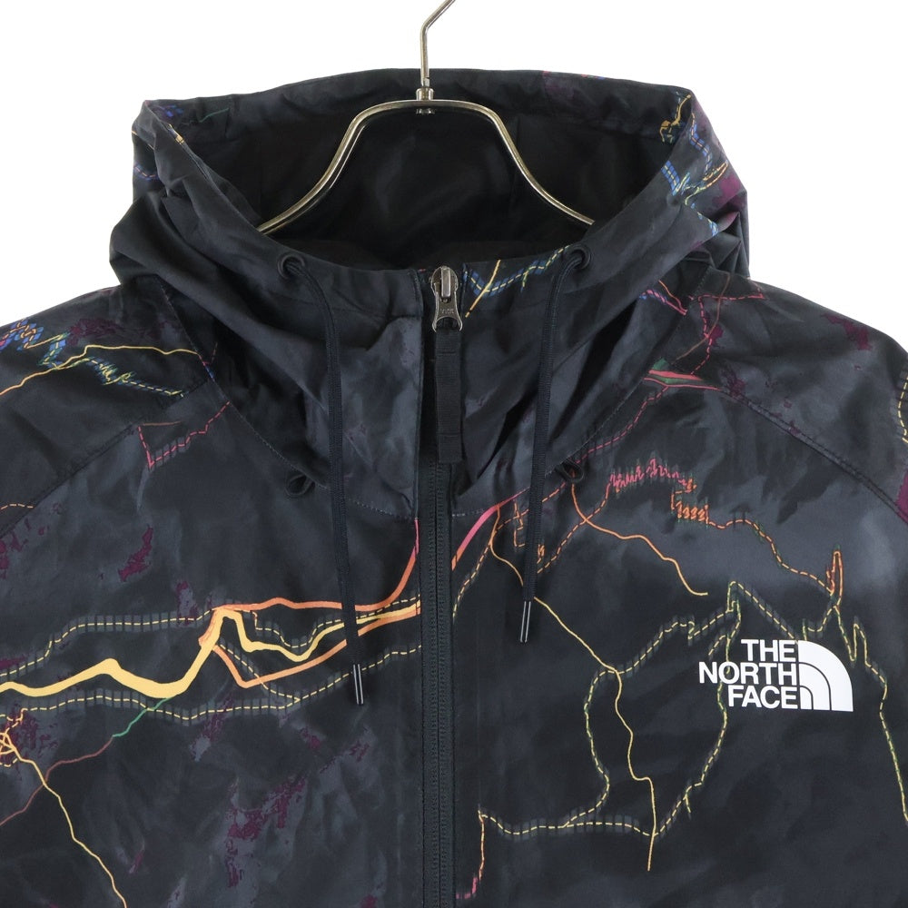 THE NORTH FACE(ザノースフェイス) 23SS NOVELTY TNF RAIN HOODIE ノベルティ 総柄 レインフーディー ナイロンジャケット ブラック NF0A7ZYD