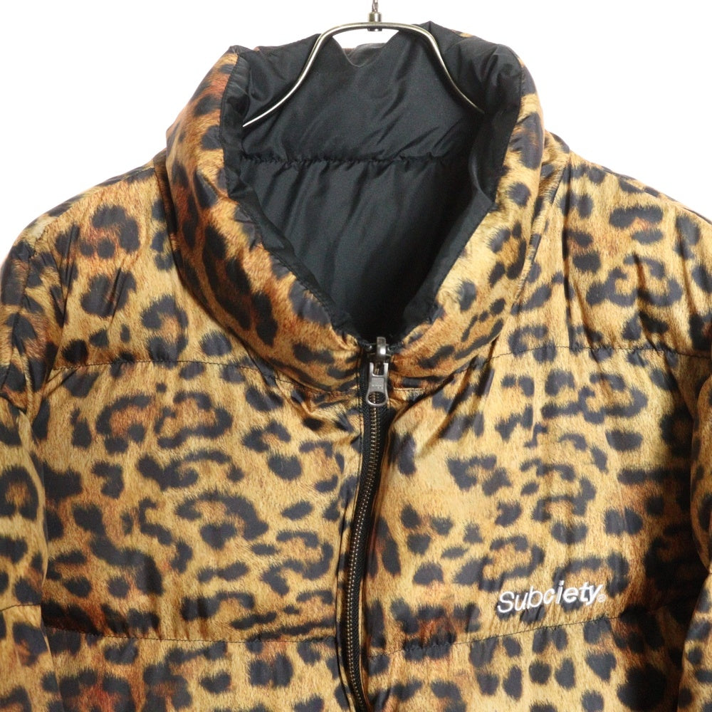 Subciety(サブサエティ) PATTERNED PADDED JACKET パターンド レオパード リバーシブルパファージャケット ブラック/ブラウン 105-62527