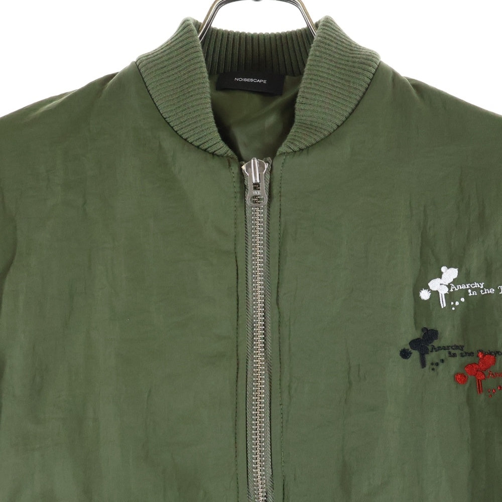 NOISESCAPE(ノイズスケープ) Embroidery design flight jacket エンブロイダリーデザイン ボンバー フライトジャケット カーキ NSA095-4CD