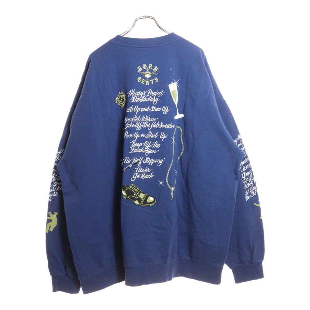 UNION(ユニオン) ×BORN X RAISED GENTS OF DESIRE RULES ボーンアンドレイズド ジェントオブデザイアルール クルーネックスウェット トレーナー ブルー