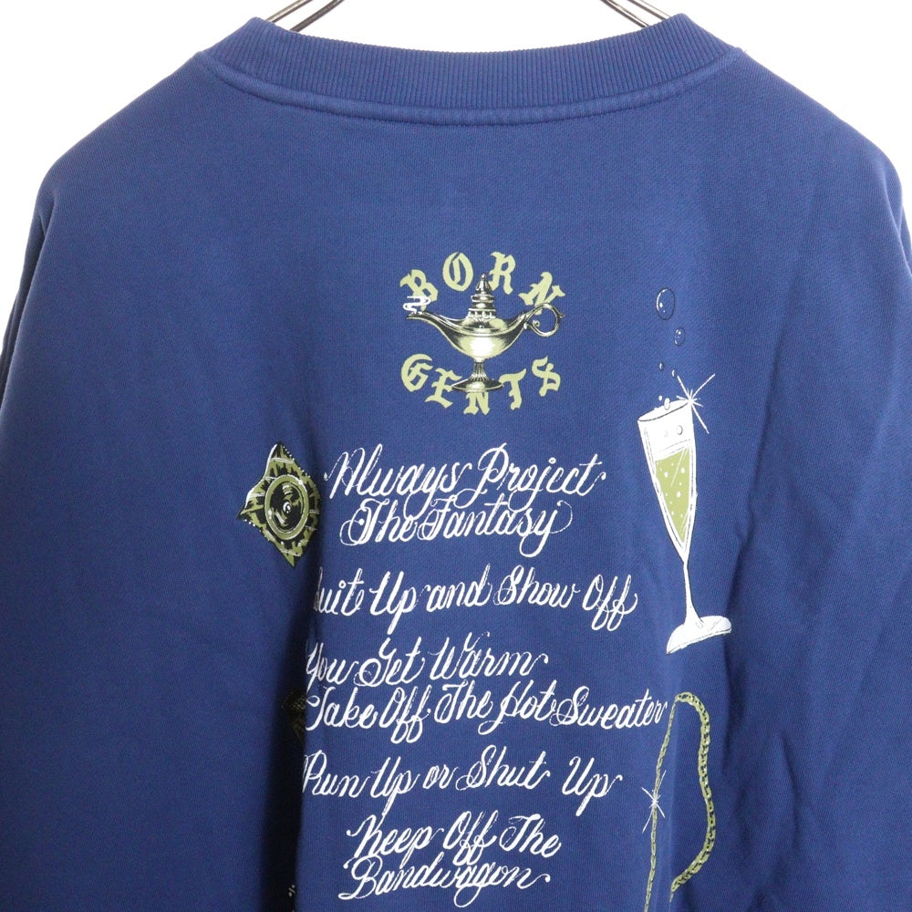 UNION(ユニオン) ×BORN X RAISED GENTS OF DESIRE RULES ボーンアンドレイズド ジェントオブデザイアルール クルーネックスウェット トレーナー ブルー