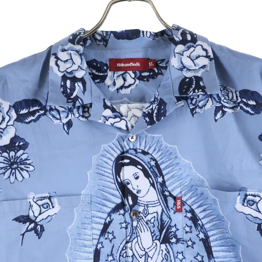 Hideandseek(ハイドアンドシーク) Maria L/S Shirt マリア 総柄 長袖シャツ ブルー HS-030125
