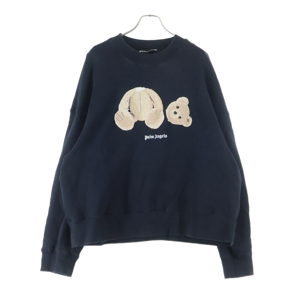 Palm Angels(パームエンジェルス) Kill THE Bear Sweatshirt キルザベアスウェットシャツ フロントデザイン クルーネックトレーナー ブラック PMBA026C99FLE002
