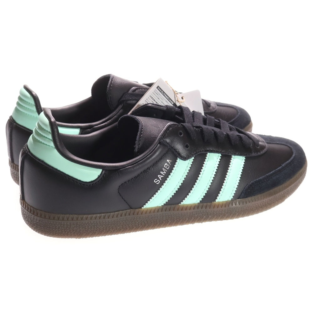 adidas(アディダス) SAMBA OG BLACK CLEAR MINT サンバ OG ブラック クリア ミント レースアップ ローカットスニーカー ブラック/ターコイズ US8/26cm JR7109