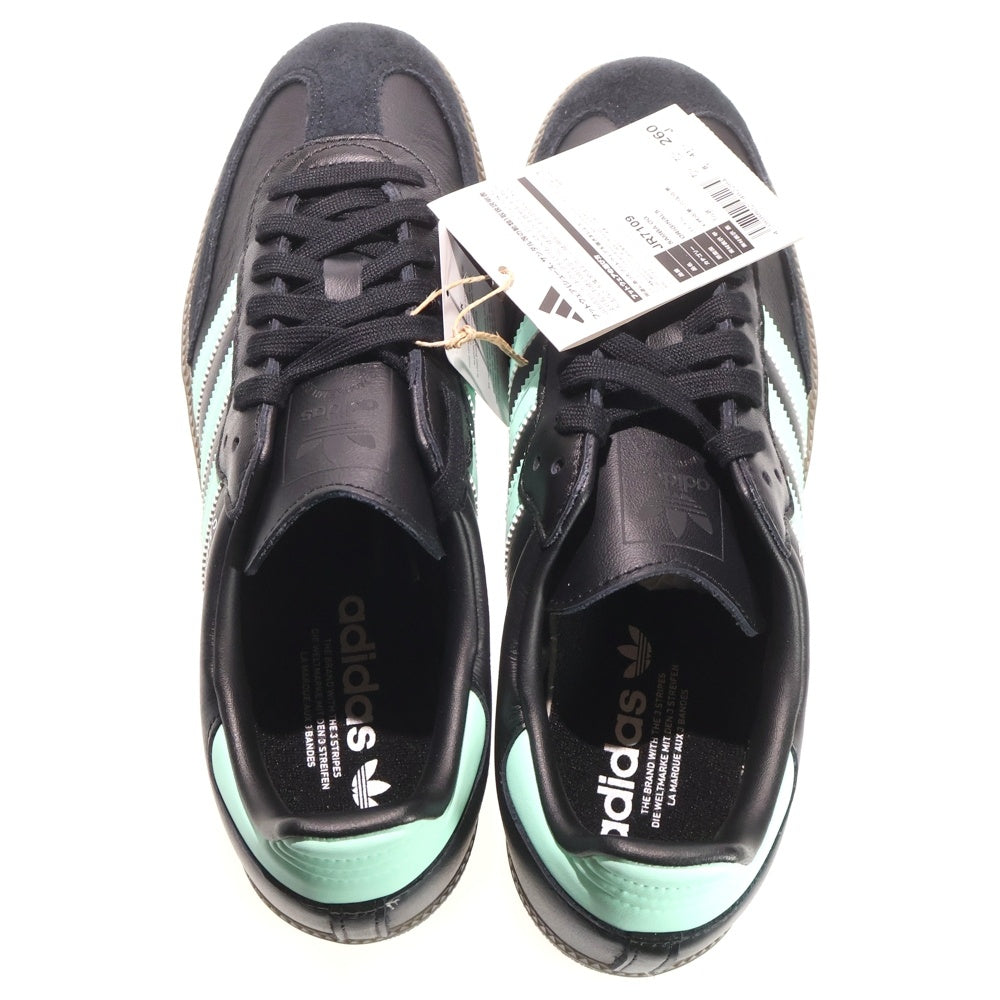 adidas(アディダス) SAMBA OG BLACK CLEAR MINT サンバ OG ブラック クリア ミント レースアップ ローカットスニーカー ブラック/ターコイズ US8/26cm JR7109